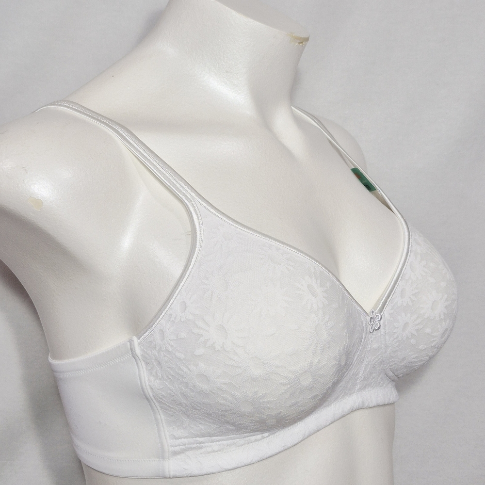 40B Warner Body Heaven W4017 4017 Wire Free Unlined Daisy Bra White NWOT - Picture 2 of 6